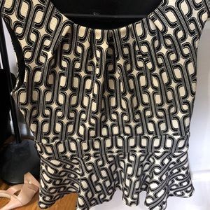 Black and Off White Peplum Pattern Top